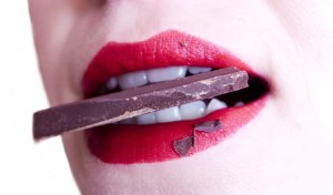 biting chocolate 